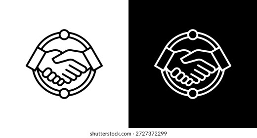 Collaborative icon black and white outline.