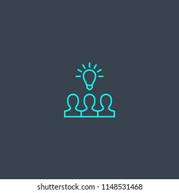 Collaborative idea concept blue line icon. Simple thin element on dark background. Collaborative idea concept outline symbol design from Entrepreneurship set. Can be used for web and mobile UI/UX