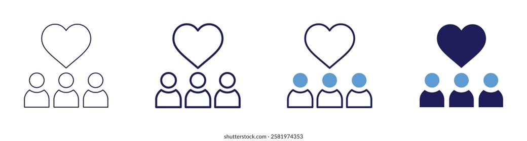 Collaborative initiative icon in 4 different styles. Thin Line, Line, Bold Line, Duotone. Duotone style. Editable stroke.