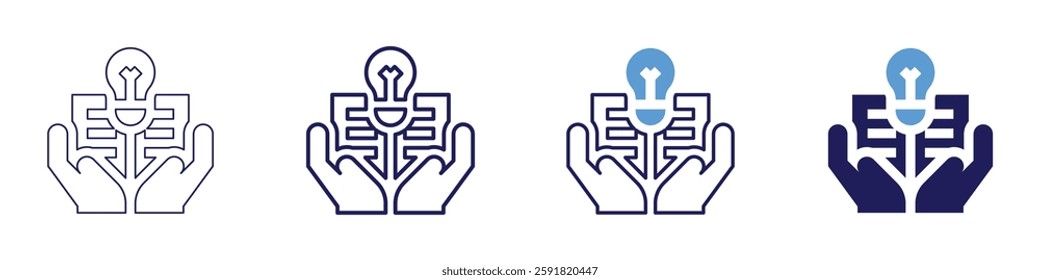 Collaborative innovation icon in 4 different styles. Thin Line, Line, Bold Line, Duotone. Duotone style. Editable stroke.