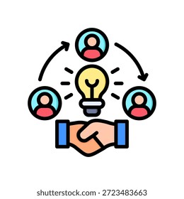 Collaborative Innovation Icon Lineal Color Vector Illustration