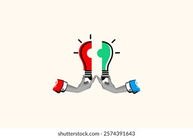 Collaborative Innovation Puzzle Lightbulb Teamwork Solution Idea Concept