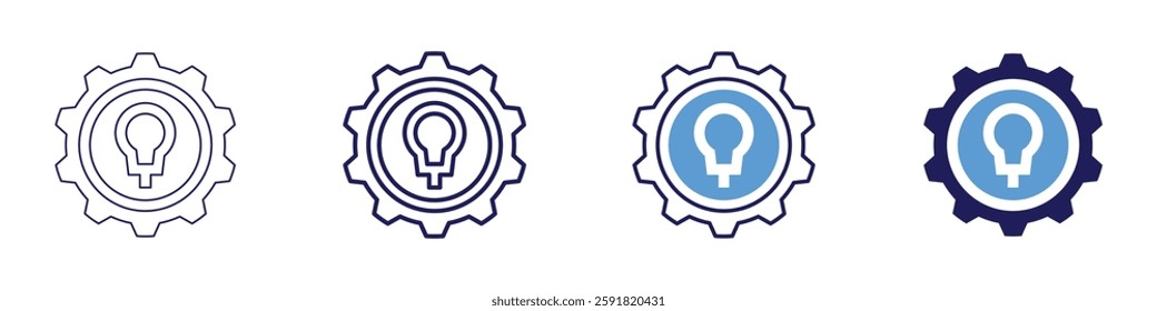 Collaborative innovation tools icon in 4 different styles. Thin Line, Line, Bold Line, Duotone. Duotone style. Editable stroke.