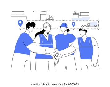 Collaborative logistics abstract concept vector illustration. Group of diverse logisticians together, export and import business, collaborative storage, foreign trade abstract metaphor.