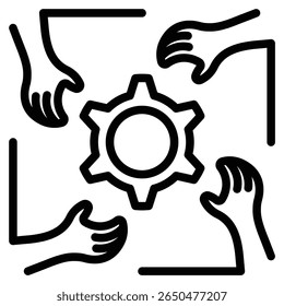 Ilustración vectorial de línea de icono de cultura de oficina colaborativa