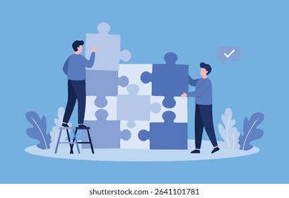Collaborative Problem Solving Teamwork, Puzzle Solution, and Joint Effort for Success. Unlocking Potential Through Strategic Partnership and Shared Vision. Building a Strong Foundation Together.