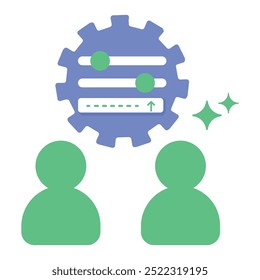 Collaborative Prompt Refinement Icon. Representing AI Collaboration. System Prompt Improvement. User Collaboration Input. AI Feedback Loop. Vector Editable icon.