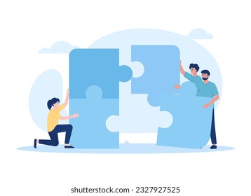 Collaborative puzzles trending concept flat illustration