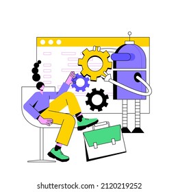 Collaborative robotics abstract concept vector illustration. Collaborative artificial intelligence, manufacturing robotics, cobot automatization, safe industry solutions abstract metaphor.