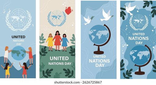 Ilustração colaborativa do Dia das Nações Unidas com as pessoas e o globo