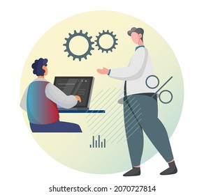Collaborative Work Process - Manager - Illustration as EPS 10 File