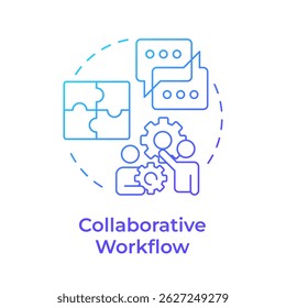 Collaborative workflow blue gradient concept icon. Teamwork organization, communication. Round shape line illustration. Abstract idea. Graphic design. Easy to use in advertising, marketing - Powered by Shutterstock - Get 15% off with code: PIKWIZARD15