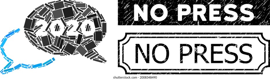 Collage 2020 webinar organized from rectangle elements, and black grunge No Press rectangle seal stamp with notches. Vector rectangular items are organized into abstract collage 2020 webinar icon.