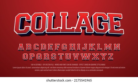 Collage 3d style editable text effects with different letters