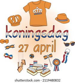 collage of attributes around King's Day in the Netherlands