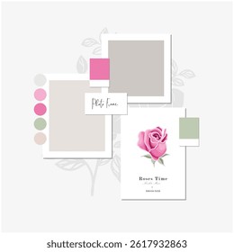 Collage Blank Photo Frame Vector Template Illustration Set. Mood board. Photo Frame Film Isolated, Set of Photo Gallery Illustration. Vector Set.