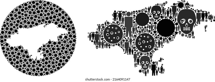 Collage Cantabria Province map composed of sars virus items and population and mortal items. Pandemic virus Cantabria Province map collage formed with circle and subtracted shape.