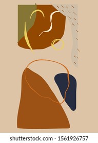 Collage colorful abstract contemporary scribble and shapes isolated on background. 
