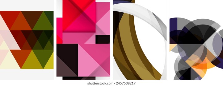 a collage of colorful geometric shapes including triangles and circles High quality