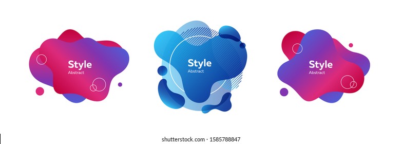Collage of colorful unique wavy blobs. Design template for logo, flyer or presentation. Abstract form dynamic composition. Modern style vector illustration