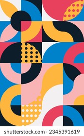 Collage contemporary abstract vertical poster with geometric shapes and design elements. Vector.