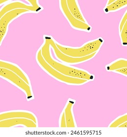 Collage contemporary bananas seamless pattern. Modern exotic design for fabric, paper, cover, interior decor