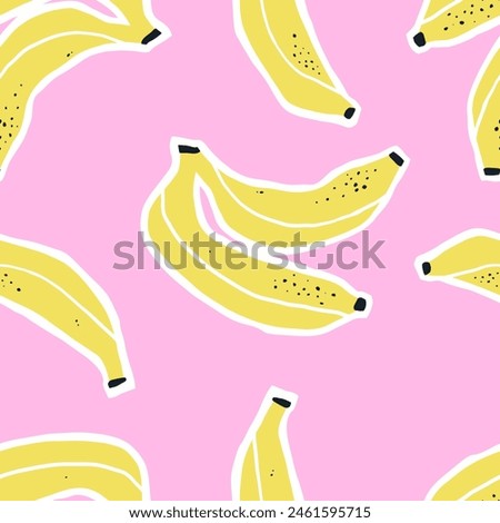 Collage contemporary bananas seamless pattern. Modern exotic design for fabric, paper, cover, interior decor
