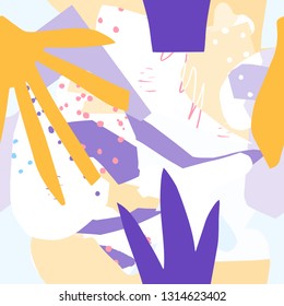 Collage contemporary floral hawaiian pattern in vector. Seamless  design