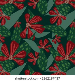 Collage contemporary floral and polka dot shapes seamless pattern. Mid Century Modern Art design for paper, cover, fabric, interior decor and other users.