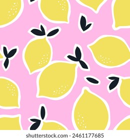 Collage contemporary lemon seamless pattern. Modern exotic design for fabric, paper, cover, interior decor