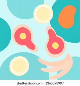 Collage contemporary pattern. Modern exotic jungle fruits and plants. Creative design leaves pattern, hand drawn watercolor vector illustration. Monstera print