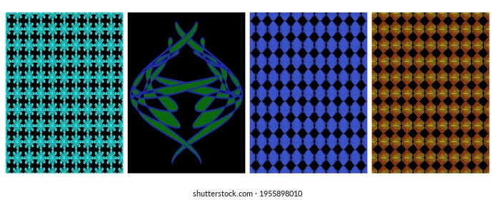 Collage contemporary seamless vector pattern set.Trendy Modern Art design for paper, cover, fabric, interior decor and other users. Unique abstract vector design seamless pattern set.