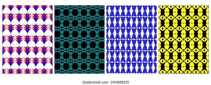 Collage contemporary seamless vector pattern set.Trendy Modern Art design for paper, cover, fabric, interior decor and other users. Unique abstract vector design seamless pattern set.