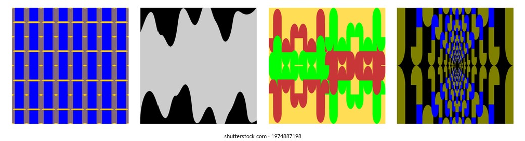 Collage contemporary seamless vector pattern set.Trendy Modern Art design for paper, cover, fabric, interior decor and other users. Unique abstract vector design seamless pattern set.