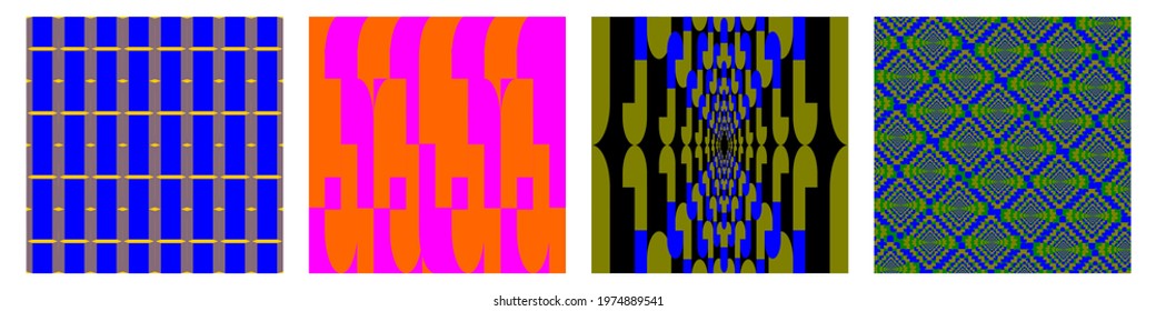 Collage contemporary seamless vector pattern set.Trendy Modern Art design for paper, cover, fabric, interior decor and other users. Unique abstract vector design seamless pattern set.