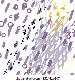 Collage Contemporary Vector Texture. Art Seamless Pattern. Artistic Modern  Surface. Grunge Distress. Marker, Felt Pen Hand Drawn. Summer Bright. Chaotic Circle Shape Collage. Abstract Fashion.