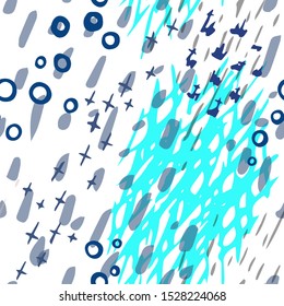 Collage Contemporary Vector Texture. Art Seamless Pattern. Artistic Modern Strokes Surface. Grunge Distress. 