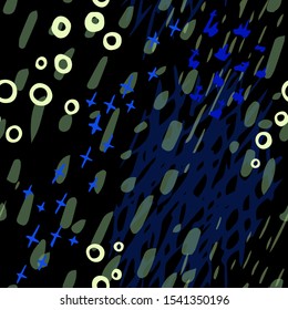 Collage Contemporary Vector Texture. Art Seamless Pattern. Artistic Modern Strokes Surface. Grunge Distress. Marker, Felt Pen Hand Drawn. Summer Bright. Chaotic Circle Shape Collage. Abstract Fashion.