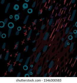 Collage Contemporary Vector Texture. Art Seamless Pattern. Artistic Modern Strokes Surface. Grunge Distress. Marker, Felt Pen Hand Drawn. Summer Bright. Chaotic Circle Shape Collage. Abstract Fashion.
