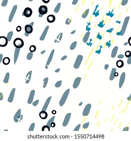 Collage Contemporary Vector Texture. Art Seamless Pattern. Artistic Modern Strokes Surface. Grunge Distress. Marker, Felt Pen Hand Drawn. Summer Bright. Chaotic Circle Shape Collage. Abstract Fashion.