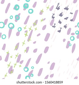 Collage Contemporary Vector Texture. Art Seamless Pattern. Artistic Modern Strokes Surface. Grunge Distress. Marker, Felt Pen Hand Drawn. Summer Bright. Chaotic Circle Shape Collage. Abstract Fashion.