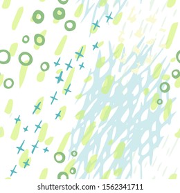 Collage Contemporary Vector Texture. Art Seamless Pattern. Artistic Modern Strokes Surface. Grunge Distress. Marker, Felt Pen Hand Drawn. Summer Bright. Chaotic Circle Shape Collage. Abstract Fashion.