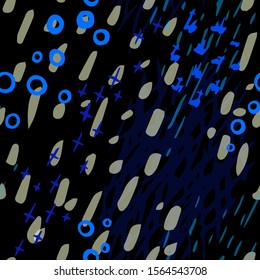 Collage Contemporary Vector Texture. Art Seamless Pattern. Artistic Modern Strokes Surface. Grunge Distress. Marker, Felt Pen Hand Drawn. Summer Bright. Chaotic Circle Shape Collage. Abstract Fashion.