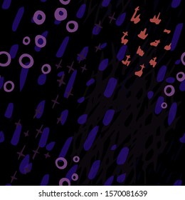 Collage Contemporary Vector Texture. Art Seamless Pattern. Artistic Modern Strokes Surface. Grunge Distress. Marker, Felt Pen Hand Drawn. Summer Bright. Chaotic Circle Shape Collage. Abstract Fashion.