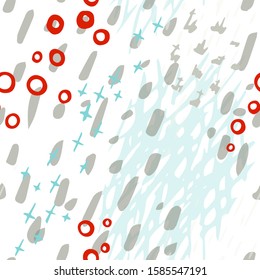 Collage Contemporary Vector Texture. Art Seamless Pattern. Artistic Modern Strokes Surface. Grunge Distress. Marker, Felt Pen Hand Drawn. Summer Bright. Chaotic Circle Shape Collage. Abstract Fashion.