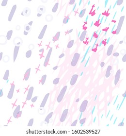 Collage Contemporary Vector Texture. Art Seamless Pattern. Artistic Modern Strokes Surface. Grunge Distress. Marker, Felt Pen Hand Drawn. Summer Bright. Chaotic Circle Shape Collage. Abstract Fashion.