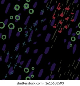 Collage Contemporary Vector Texture. Art Seamless Pattern. Artistic Modern Strokes Surface. Grunge Distress. Marker, Felt Pen Hand Drawn. Summer Bright. Chaotic Circle Shape Collage. Abstract Fashion.
