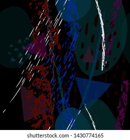Collage Contemporary Vector Textures. Seamless Pattern. Artistic Crayon Modern Strokes Surface. Chalk Grunge Dirty Dry Distress Hand Drawn Pastel. Summer Bright Dry. Chaotic Triangle Shape Collage.