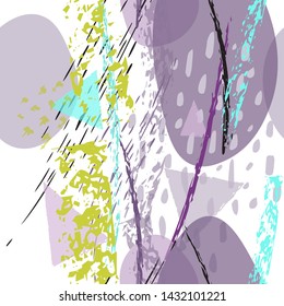 Collage Contemporary Vector Textures. Seamless Pattern. Artistic Crayon Modern Strokes Surface. Chalk Grunge Dirty Dry Distress Hand Drawn Pastel. Summer Bright Dry. Chaotic Triangle Shape Collage.