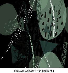 Collage Contemporary Vector Textures. Seamless Pattern. Artistic Crayon Modern Strokes Surface. Chalk Grunge Dirty Dry Distress Hand Drawn Pastel. Summer Bright Dry. Chaotic Triangle Shape Collage.